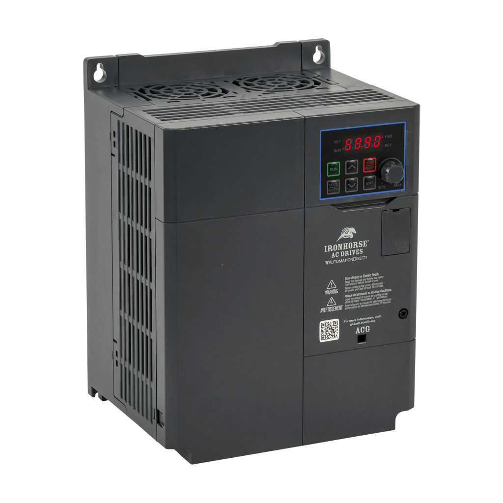 ACG-2010 - IronHorse ACG series AC general purpose drive, enclosed, 230 VAC, 10hp with 3-phase input, 5hp with 1-phase input, SVC or V/Hz mode, D frame, RS-485, integrated dynamic braking. Optional EtherNet/IP and Modbus TCP card available.