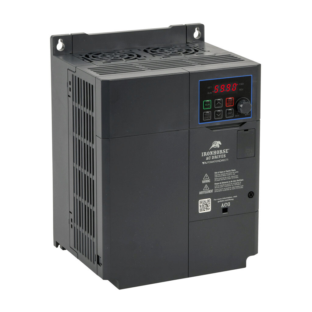 ACG-47P5 - IronHorse ACG series AC general purpose drive, enclosed, 460 VAC, 7-1/2hp with 3-phase input, 3hp with 1-phase input, SVC or V/Hz mode, D frame, RS-485, integrated dynamic braking. Optional EtherNet/IP and Modbus TCP card available.