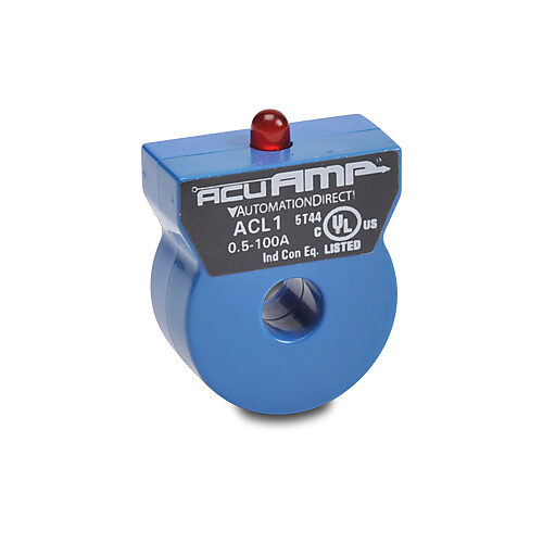 ACL1 - AcuAMP AC current indicator, fixed core, 0.5-100A sensing range, 0.5A non-adjustable trip point.