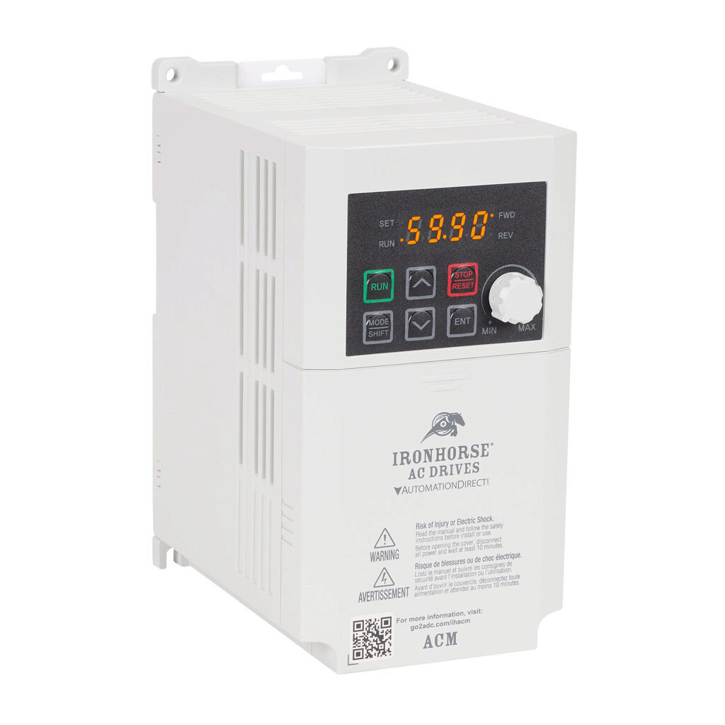 ACM-10P2 - IronHorse ACM series AC micro drive, enclosed, 120 VAC, 1/4hp with 1-phase input, SVC or V/Hz mode, B frame, RS-485.