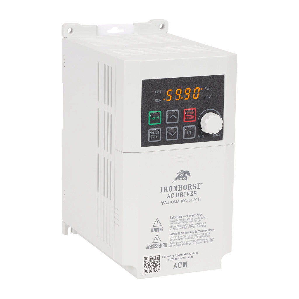 ACM-10P5 - IronHorse ACM series AC micro drive, enclosed, 120 VAC, 1/2hp with 1-phase input, SVC or V/Hz mode, B frame, RS-485.