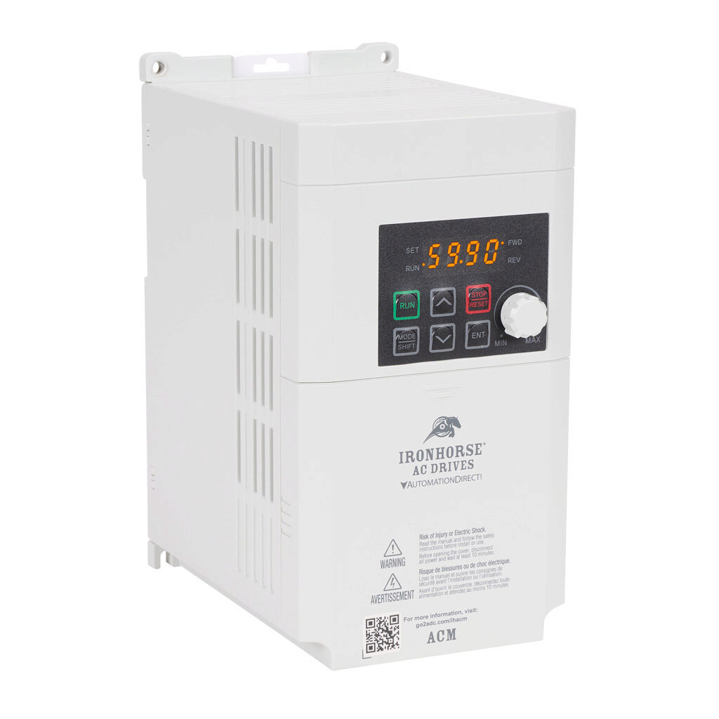 ACM-11P0 - IronHorse ACM series AC micro drive, enclosed, 120 VAC, 1hp with 1-phase input, SVC or V/Hz mode, C frame, RS-485, integrated dynamic braking.