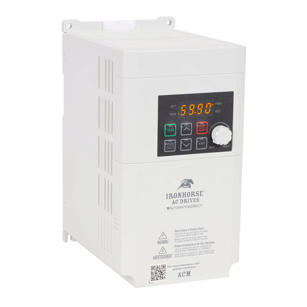 ACM-22P0 - IronHorse ACM series AC micro drive, enclosed, 230 VAC, 2hp with 1-phase input, SVC or V/Hz mode, C frame, RS-485, integrated dynamic braking.