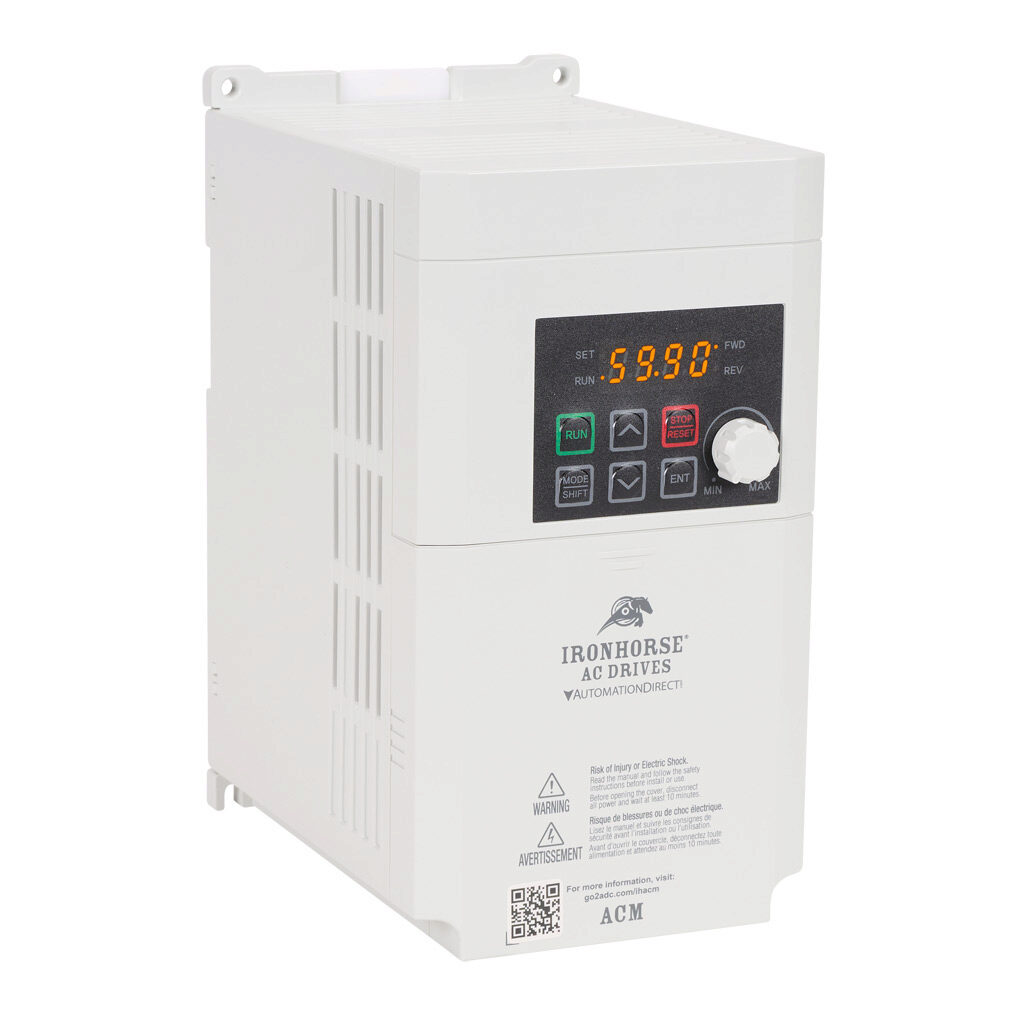 ACM-23P0 - IronHorse ACM series AC micro drive, enclosed, 230 VAC, 3hp with 1-phase input, SVC or V/Hz mode, C frame, RS-485, integrated dynamic braking.