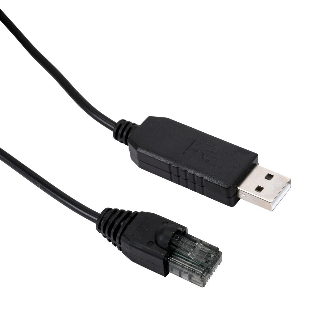 ACN-232C - IronHorse programming/communication cable, 3.2ft/1m cable length, RS-232 (RJ45 8P8C) to USB A. For use with IronHorse ACN series drives.