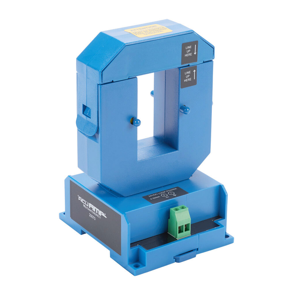 ACTR400-42L-S - AcuAMP AC current transducer, 1-phase, split core, 0-400A sensing range, True RMS, 4-20 mA output.
