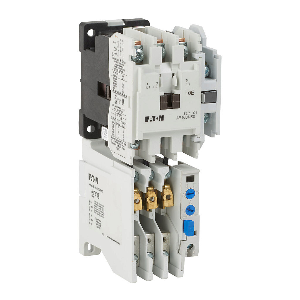 AE16DNS0AC - Eaton Freedom series non-combination motor starter, 18A, 3-pole, 120 VAC (60Hz)/110 VAC (50Hz) coil voltage, bi-metallic, 45mm frame.