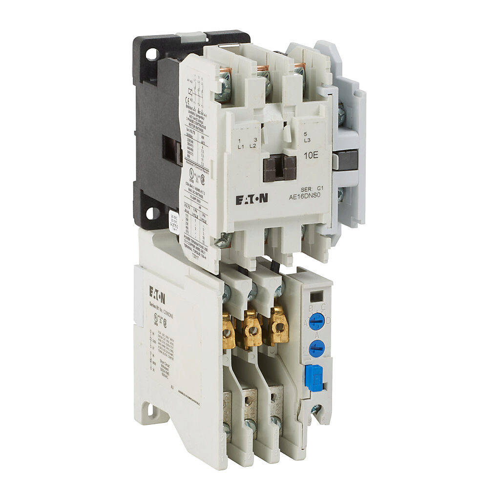 AE16DNS0BC - Eaton Freedom series non-combination motor starter, 18A, 3-pole, 240 VAC (60Hz)/220 VAC (50Hz) coil voltage, bi-metallic, 45mm frame.