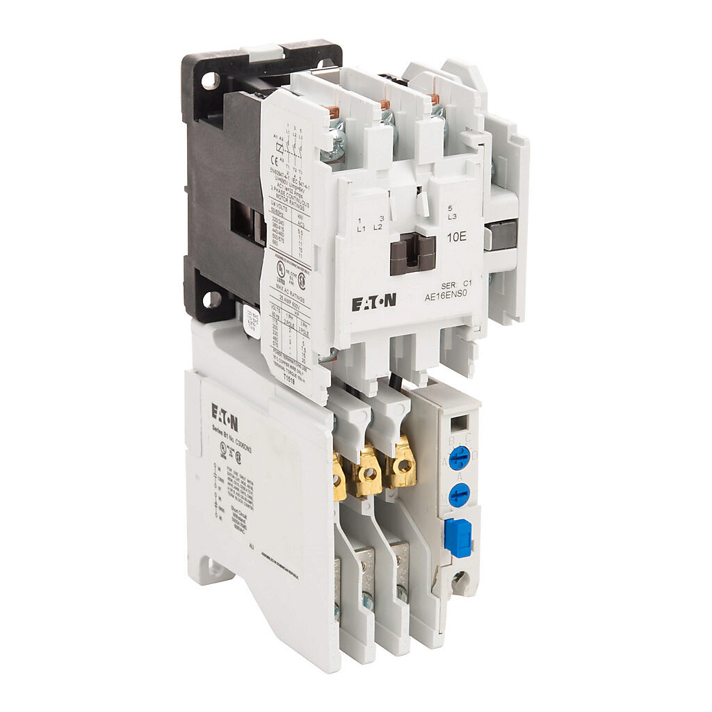 AE16ENS0AC - Eaton Freedom series non-combination motor starter, 25A, 3-pole, 120 VAC (60Hz)/110 VAC (50Hz) coil voltage, bi-metallic, 45mm frame.