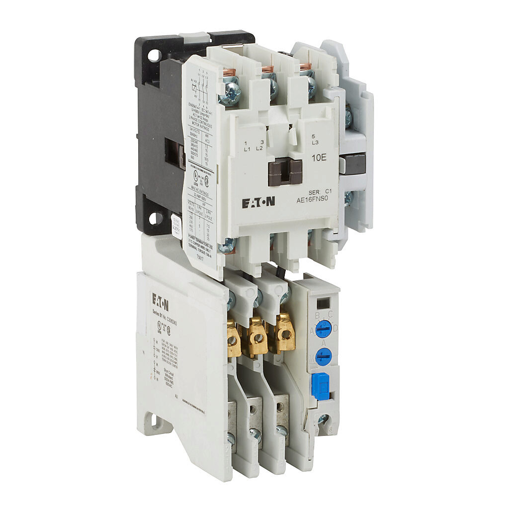 AE16FNS0AC - Eaton Freedom series non-combination motor starter, 32A, 3-pole, 120 VAC (60Hz)/110 VAC (50Hz) coil voltage, bi-metallic, 45mm frame.