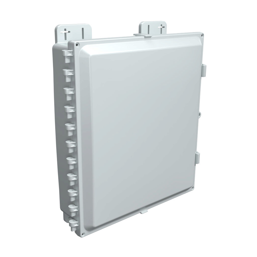 AH16144 - AttaBox Heartland SL series enclosure, NEMA 1/3R/4/4X/12, 16 x 14 x 4in (HxWxD), wall mount, polycarbonate, Pantone 7541 C light gray, single-door, polycarbonate quick-release latch, molded hasp.