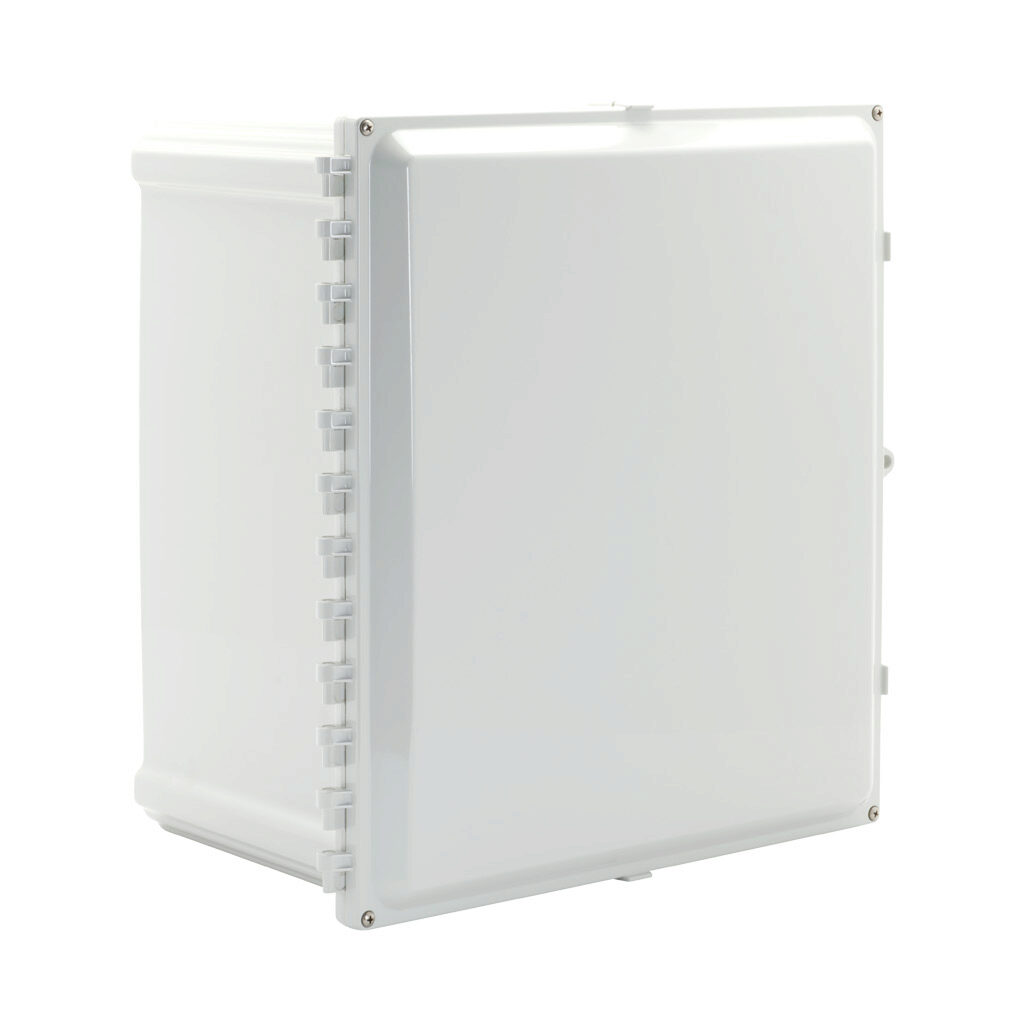AH181610HW - AttaBox Heartland series enclosure, NEMA 1/3R/4/4X/6P/12, 18 x 16 x 10in (HxWxD), wall mount, polycarbonate, Pantone 7541 C light gray, hinged screw cover, molded hasp.
