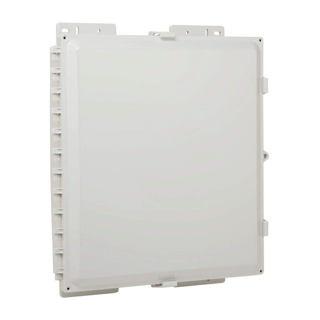 AH18164 - AttaBox Heartland SL series enclosure, NEMA 1/3R/4/4X/12, 18 x 16 x 4in (HxWxD), wall mount, polycarbonate, Pantone 7541 C light gray, single-door, polycarbonate quick-release latch, molded hasp.