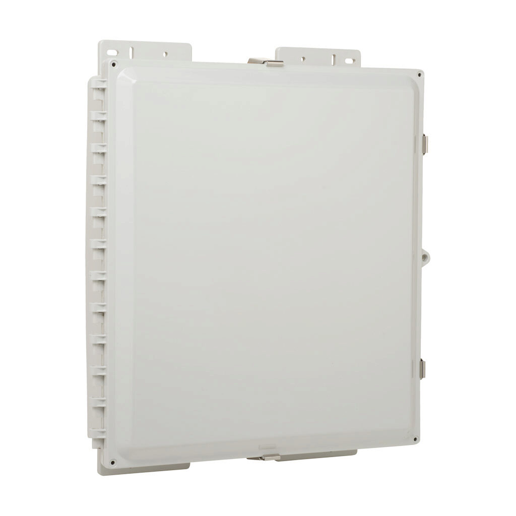 AH18164SS - AttaBox Heartland SL series enclosure, NEMA 1/3R/4/4X/12, 18 x 16 x 4in (HxWxD), wall mount, polycarbonate, Pantone 7541 C light gray, single-door, stainless steel quick-release latch, molded hasp.