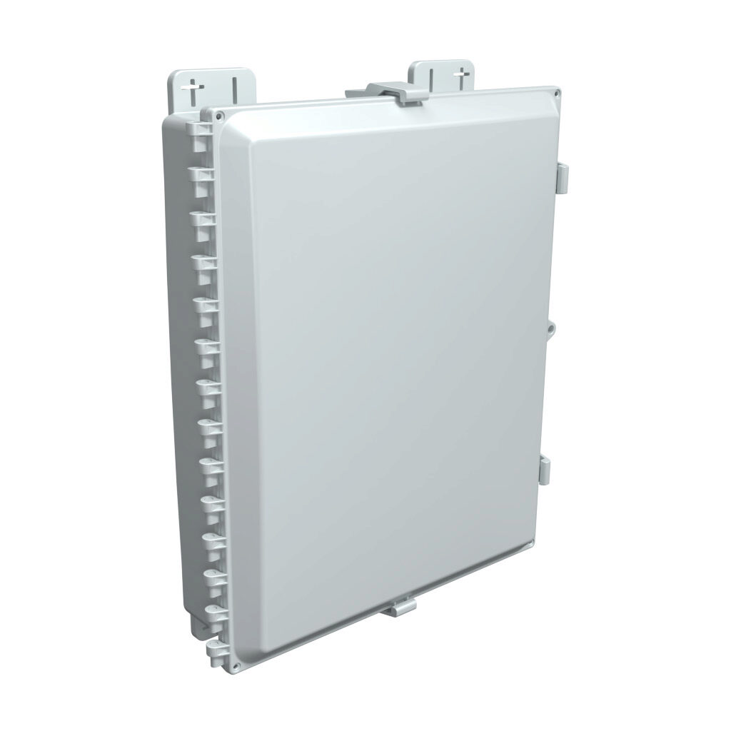 AH20164 - AttaBox Heartland SL series enclosure, NEMA 1/3R/4/4X/12, 20 x 16 x 4in (HxWxD), wall mount, polycarbonate, Pantone 7541 C light gray, single-door, polycarbonate quick-release latch, molded hasp.