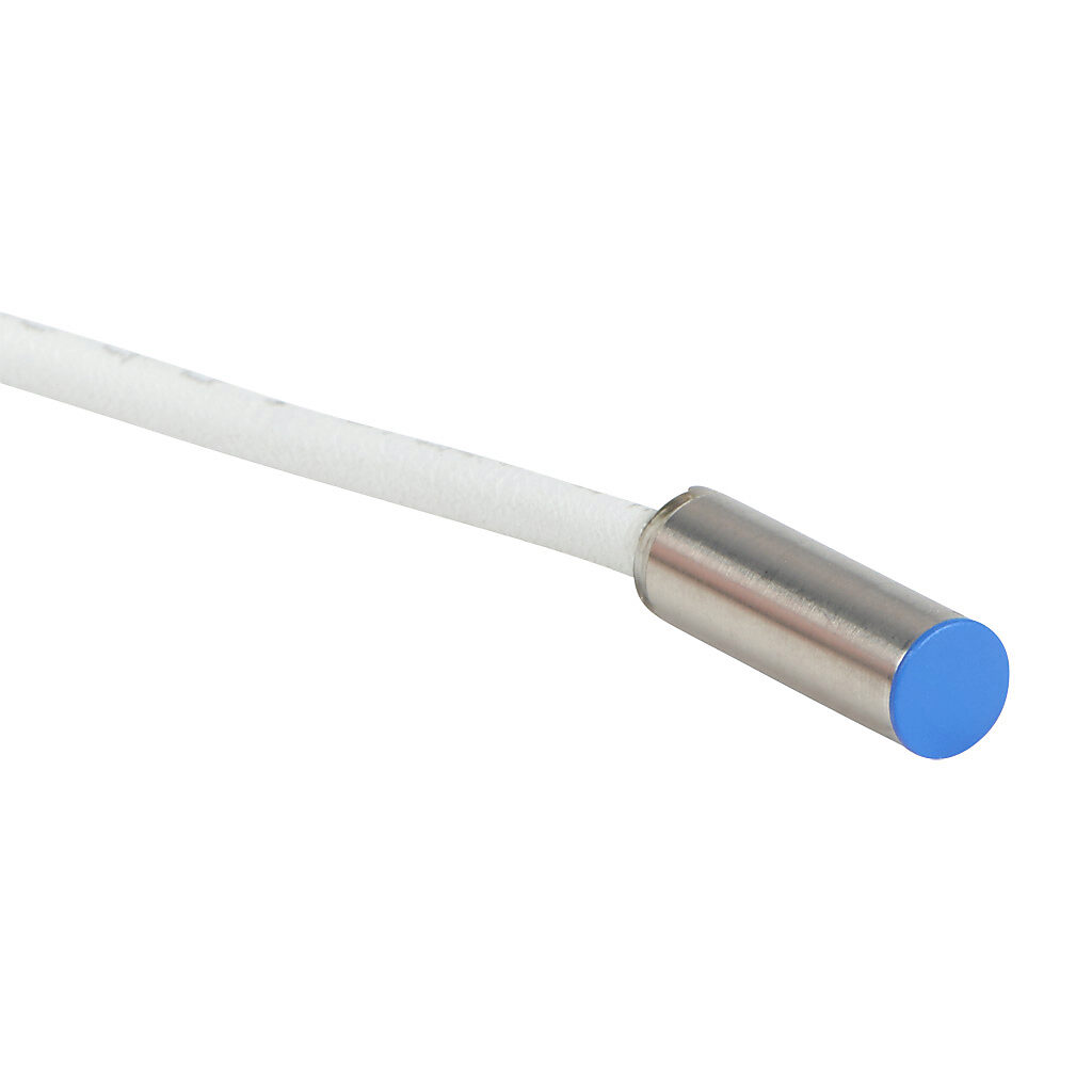 AHS-AP-3A - Micro Detectors inductive proximity sensor, tubular, 6.5mm diameter x 20.3mm body, stainless steel housing, PNP, N.O. output, 2mm sensing distance, flush, 7 kHz switching frequency, IP67, pigtail.