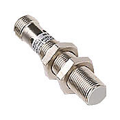 AM1-A0-1H - Micro Detectors inductive proximity sensor, tubular, 12mm diameter x 74.8mm body, nickel-plated brass housing, NPN/PNP, N.O. output, 2mm sensing distance, flush, 1.5 kHz switching frequency, IP67, 4-pin M12 quick-disconnect.