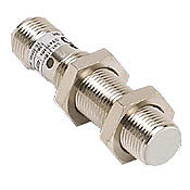 AM6-AN-3H - Micro Detectors inductive proximity sensor, tubular, 12mm diameter x 52.3mm body, nickel-plated brass housing, NPN, N.O. output, 4mm sensing distance, flush, 2 kHz switching frequency, IP67, 4-pin M12 quick-disconnect.