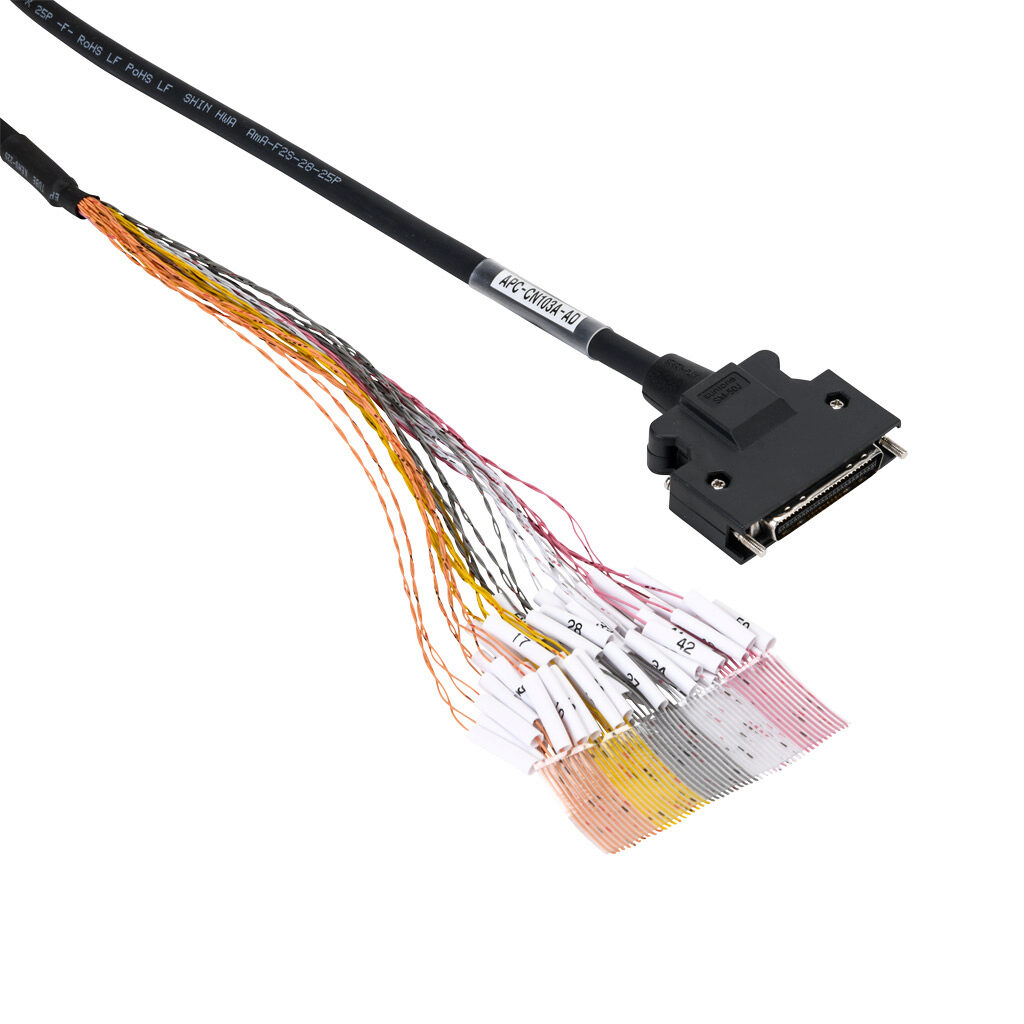 APC-CN103A-AD - LS Electric control cable, 50-pin connector to pigtail, 9.8ft/3m cable length. For use with all LS Electric L7C and L7P series drives.