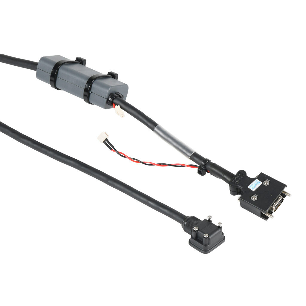 APCS-EF20ES1-AD - LS Electric encoder feedback flex cable, mating connectors, 65.6ft/20m cable length. For use with 100W-1 kW LS Electric FBL/FCL series servo motors with 19-bit encoders. (1) AA ER6V lithium battery included.