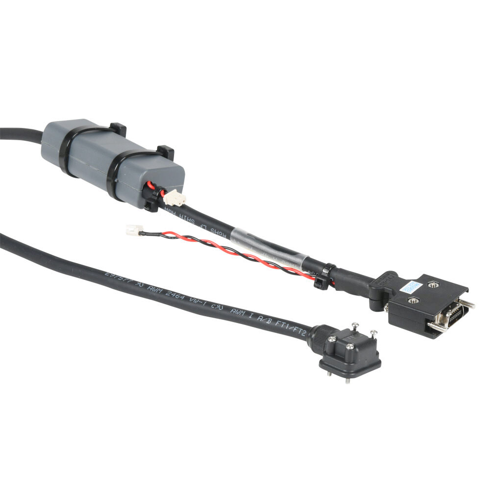 APCS-EN03ES1-AD - LS Electric encoder feedback cable, mating connectors, 9.8ft/3m cable length. For use with 100W-1 kW LS Electric FBL/FCL series servo motors with 19-bit encoders. (1) AA ER6V lithium battery included.