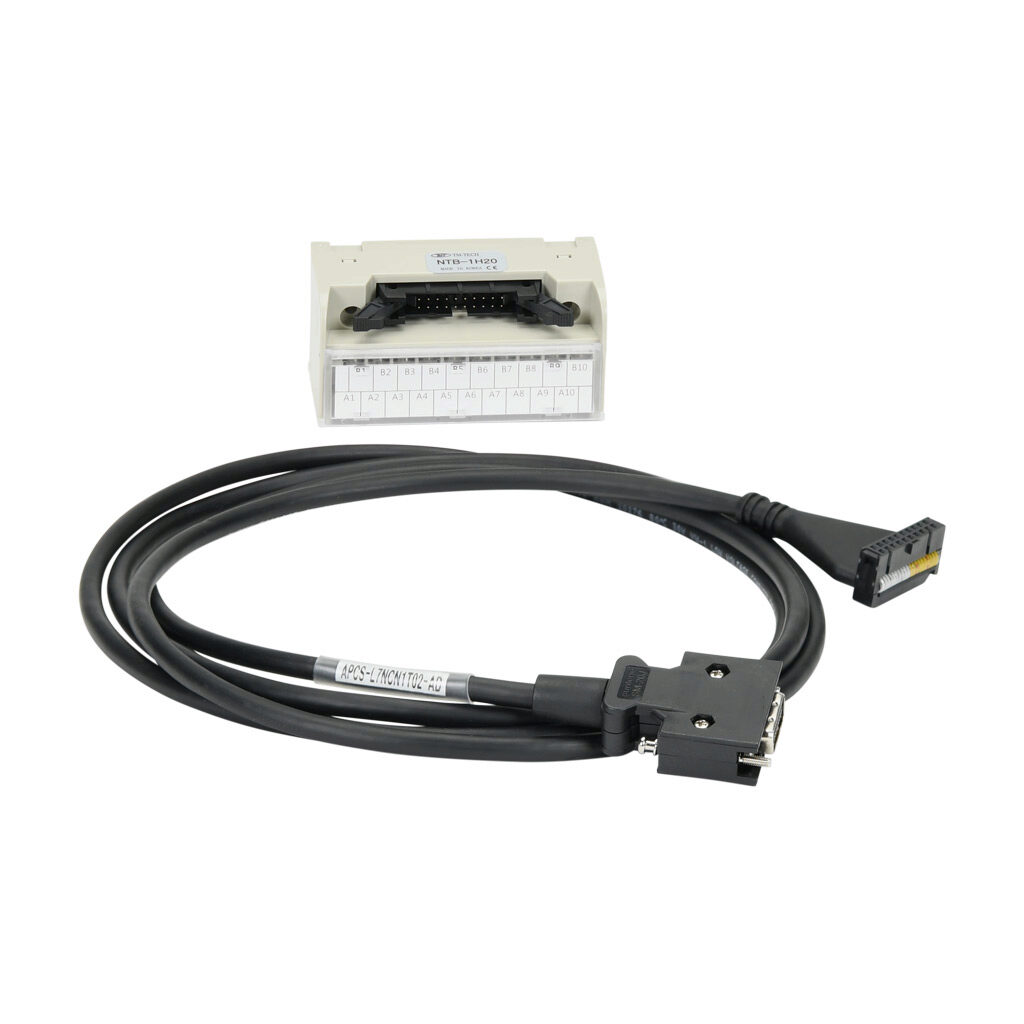 APCS-L7NCN1T02-AD - LS Electric CN1 feedthrough terminal block, 20-pole, DIN rail mount. For use with all LS Electric iX7 series drives. 6.5ft/2m control cable included.