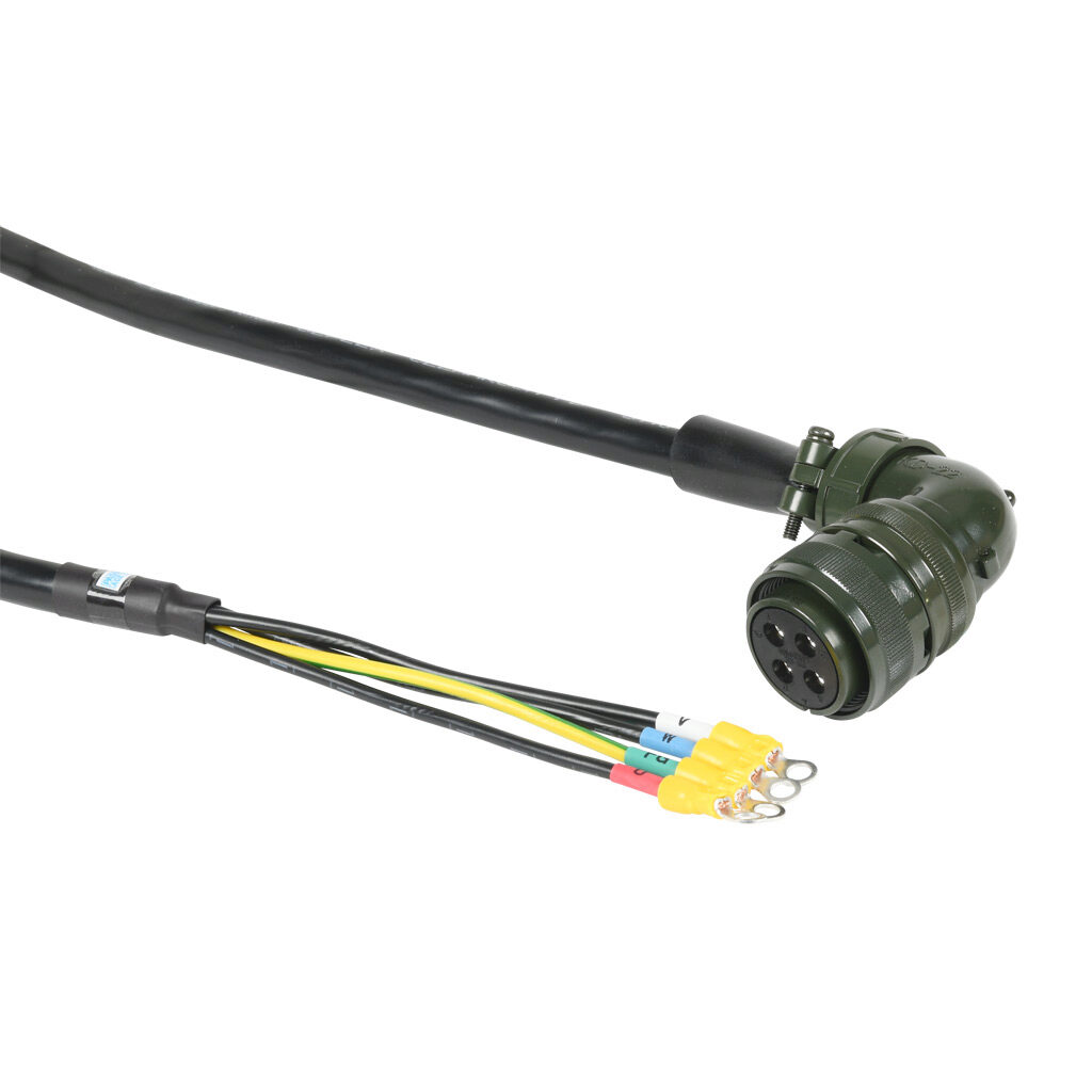 APCS-PF03JS1-AD - LS Electric power flex cable, mating connectors, 9.8ft/3m cable length. For use with LS Electric 460 VAC APM-FFP55D and APM-FFP75D series servo motors without brake.
