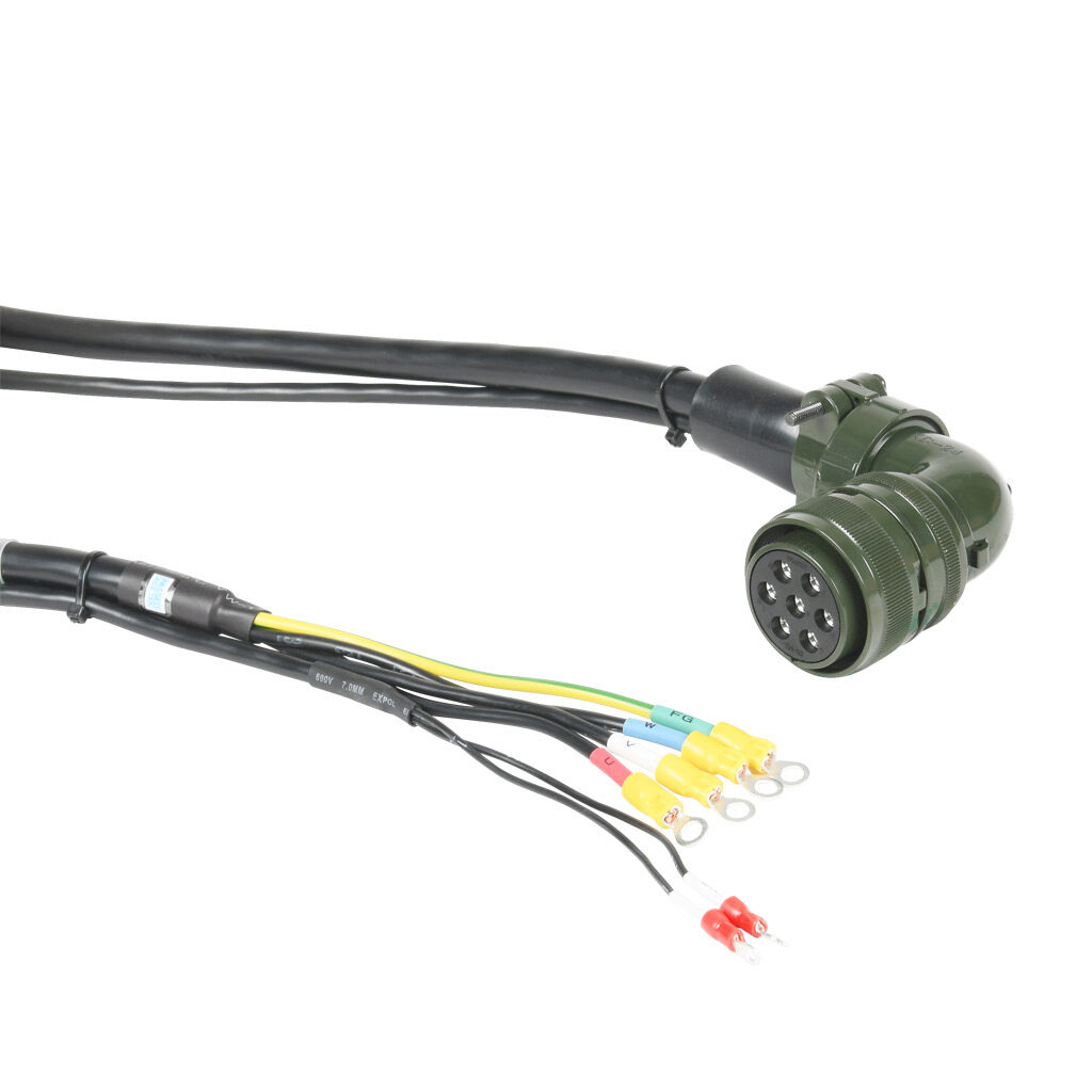 APCS-PF03LB1-AD - LS Electric power flex cable, mating connectors, 9.8ft/3m cable length. For use with LS Electric 460 VAC APM-FFP55D and APM-FFP75D series servo motors with brake.