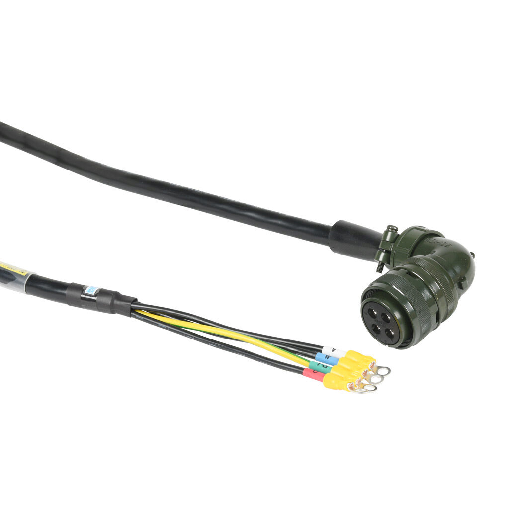 APCS-PF05JS1-AD - LS Electric power flex cable, mating connectors, 16.4ft/5m cable length. For use with LS Electric 460 VAC APM-FFP55D and APM-FFP75D series servo motors without brake.