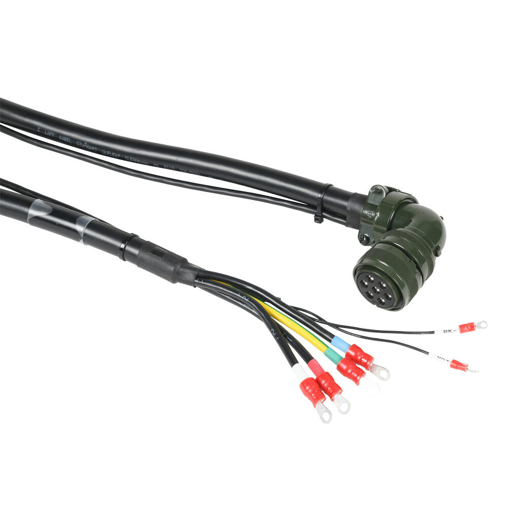 APCS-PF05LB2-AD - LS Electric power flex cable, mating connectors, 16.4ft/5m cable length. For use with LS Electric 230 VAC APM-FF75D series servo motors with brake.