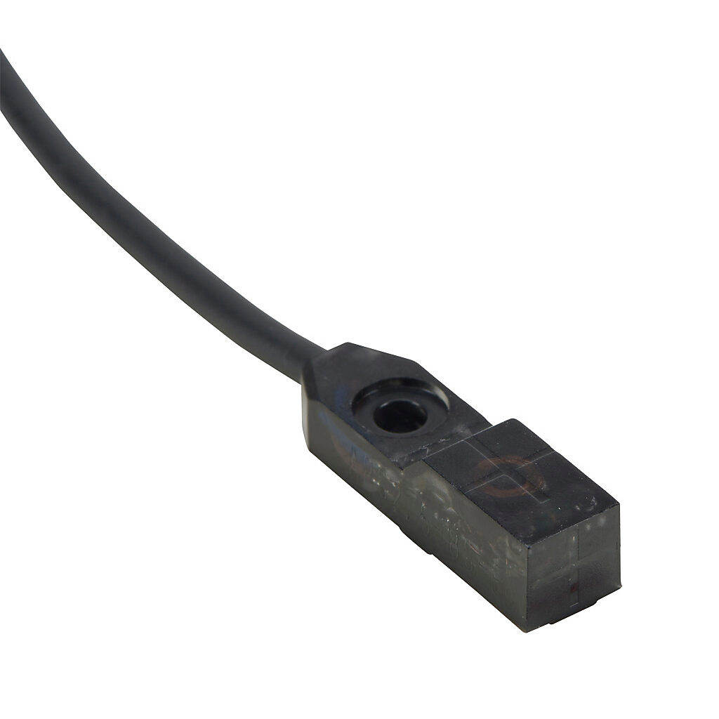 APS25-8S-E-D - JTEKT inductive proximity sensor, rectangular, 8 x 26.5 x 7.4mm body, polycarbonate housing, top sensing, NPN, N.O. output, 2.5mm sensing distance, non-flush, 500 Hz switching frequency, IP67, pigtail.