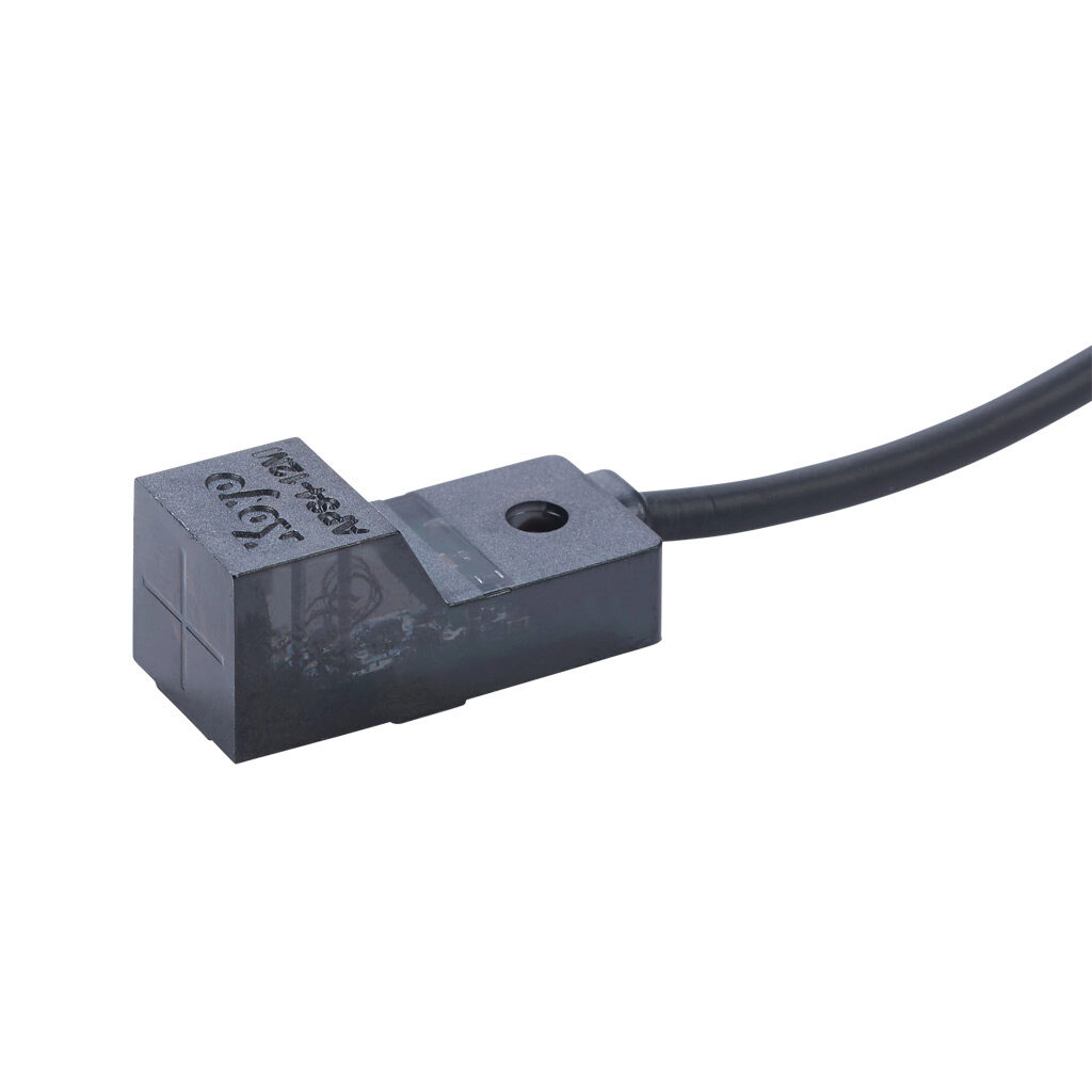 APS4-12M-E2-D - JTEKT inductive proximity sensor, rectangular, 12 x 27 x 12mm body, polycarbonate housing, front sensing, PNP, N.O. output, 4mm sensing distance, non-flush, 200 Hz switching frequency, IP67, pigtail.