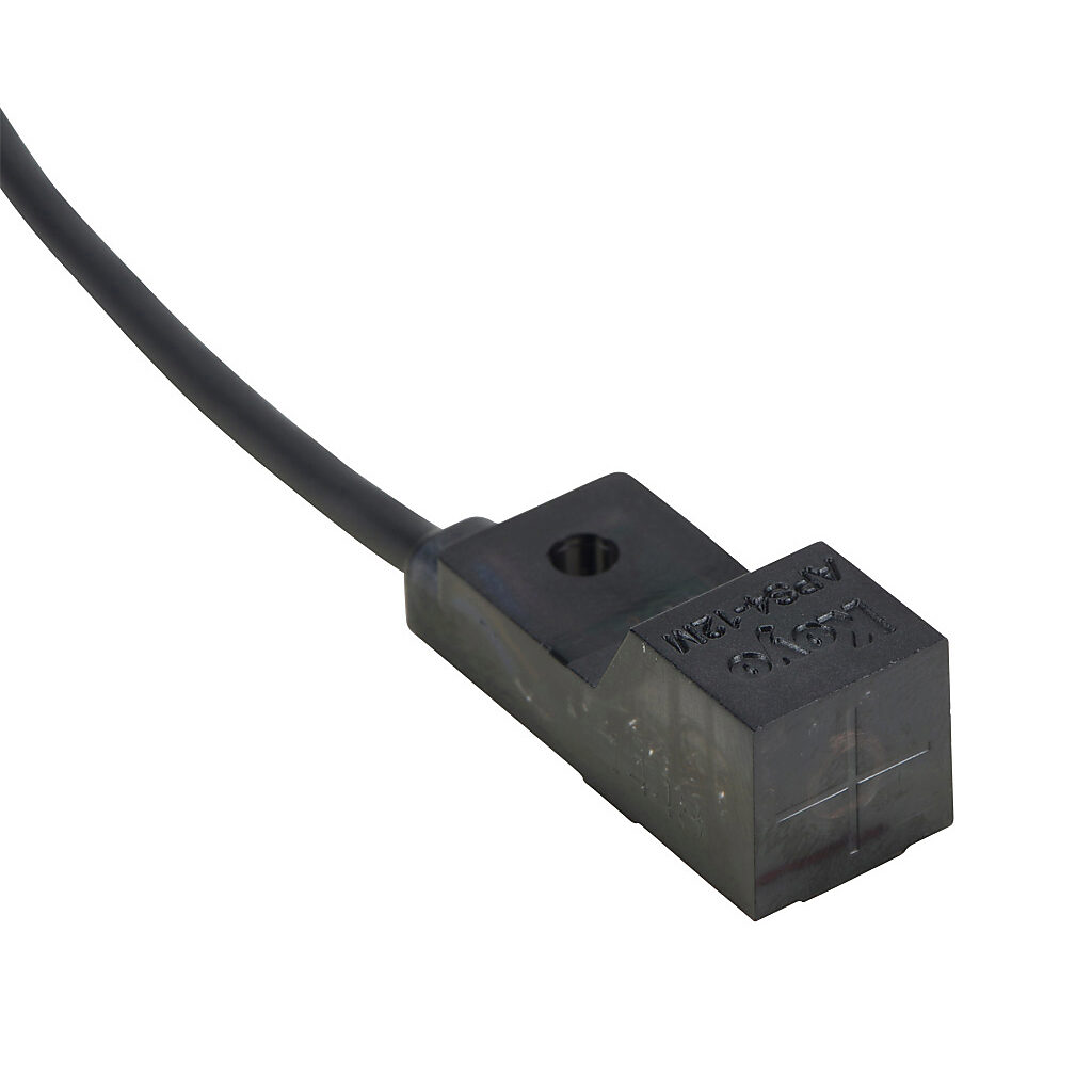 APS4-12M-Z-D - JTEKT inductive proximity sensor, rectangular, 12 x 27 x 12mm body, polycarbonate housing, front sensing, NPN/PNP, N.O. output, 4mm sensing distance, non-flush, 200 Hz switching frequency, IP67, pigtail.