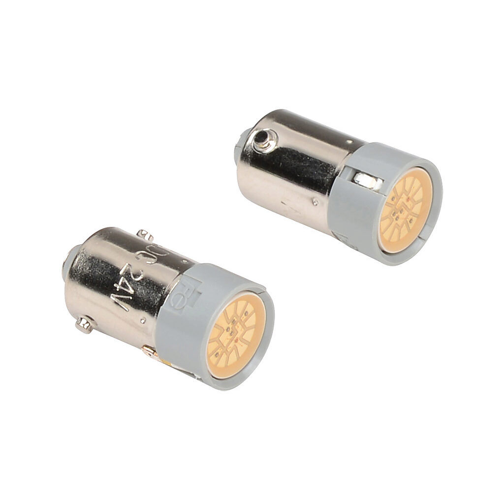 APX510-24O - Fuji Electric bulb, LED, replacement, 24 VAC/VDC, BA9s/13 bayonet, orange, 12 mA AC, 11 mA DC, 0.8W. Package of 2.
