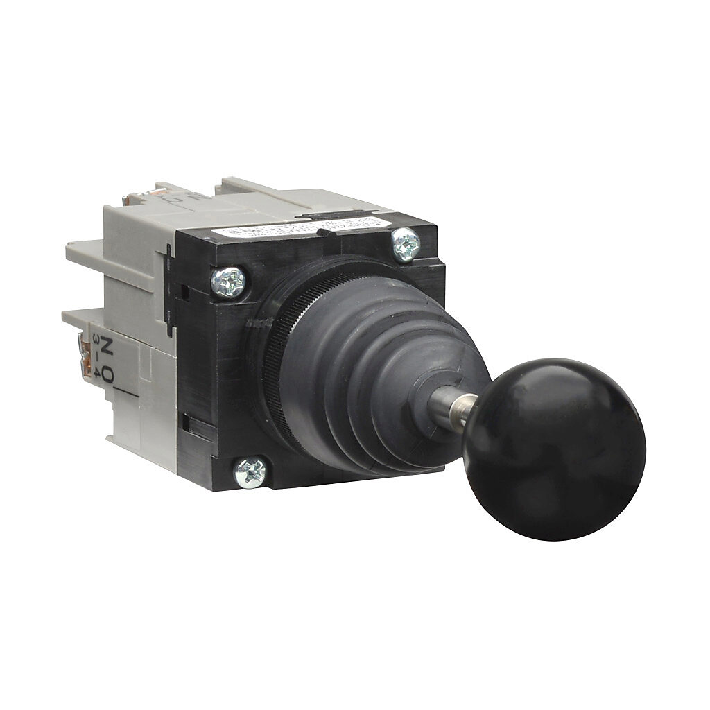 AR22A0N-AAAAB - Fuji Electric selector switch, IP65, 22mm, 4-position, maintained, (4) N.O. contact(s), plastic base, plastic bezel, Operator: black, joystick, 30mm, round, plastic.