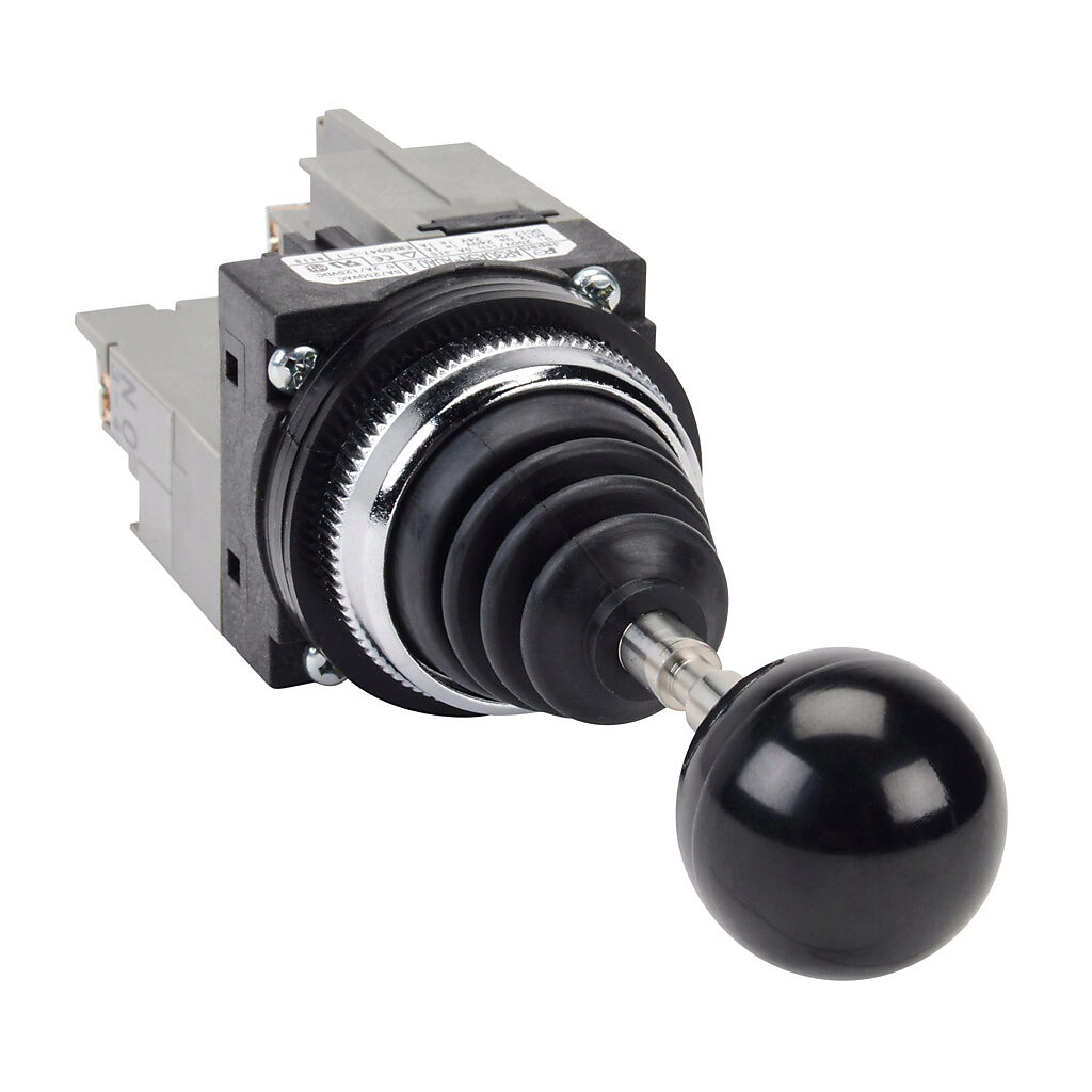 AR30A5N-A0A0BZC - Fuji Electric selector switch, IP65, 30mm, 2-position, momentary, (2) N.O. contact(s), plastic base, metal bezel, Operator: black, joystick, 41mm, round, plastic.