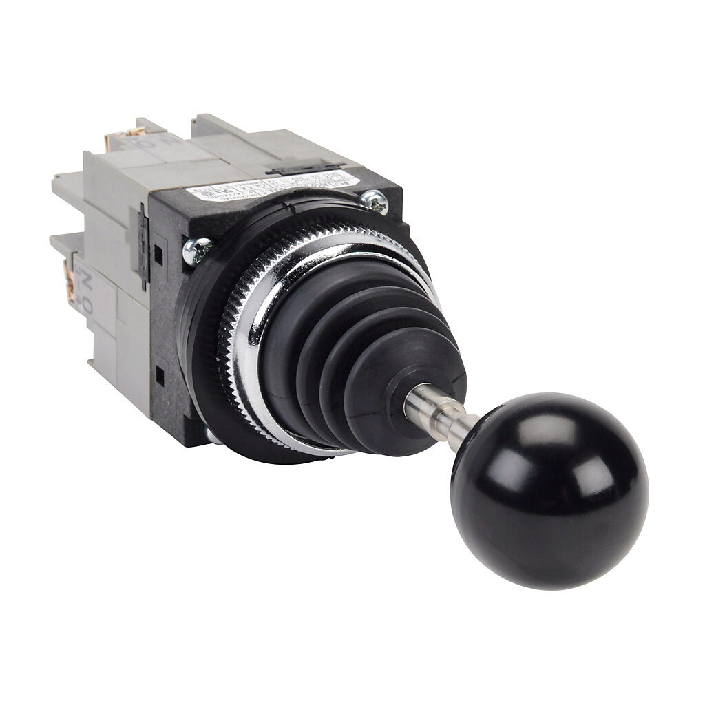 AR30A5N-AAAABZC - Fuji Electric selector switch, IP65, 30mm, 4-position, momentary, (4) N.O. contact(s), plastic base, metal bezel, Operator: black, joystick, 41mm, round, plastic.