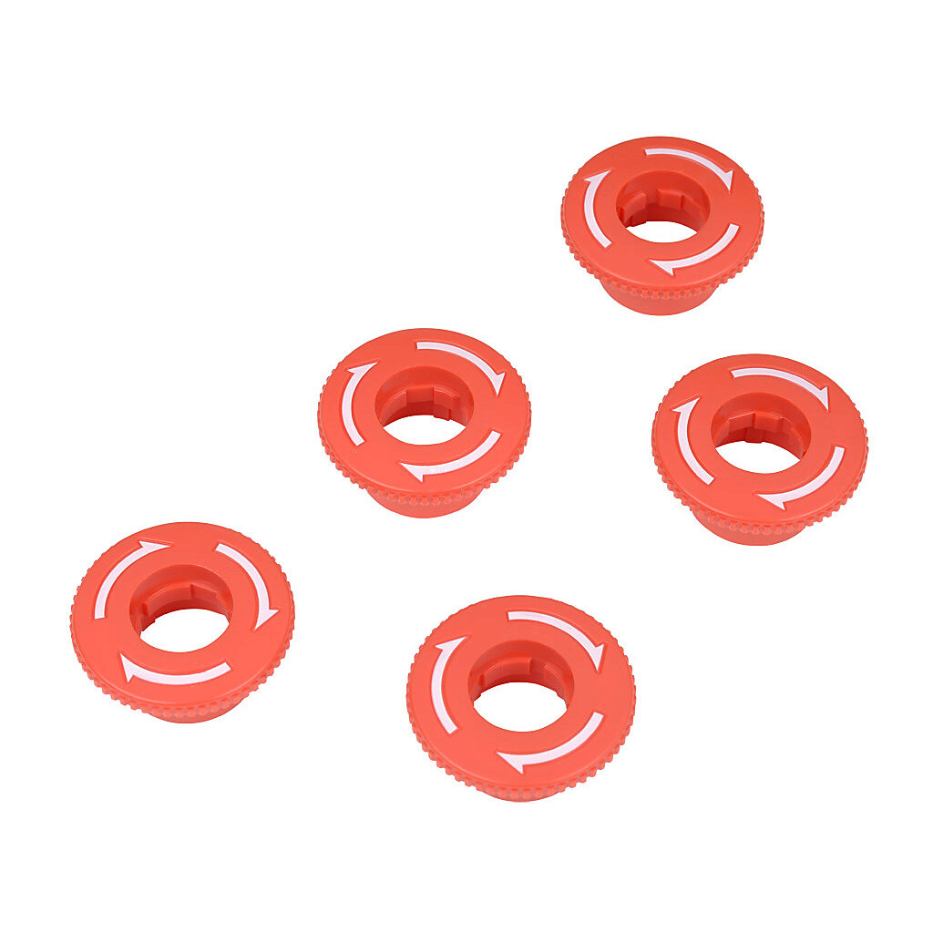 AR9C021-R - Fuji Electric mushroom lens, replacement, red, white indicator line. Package of 5. For use with AR22 series pushbuttons.