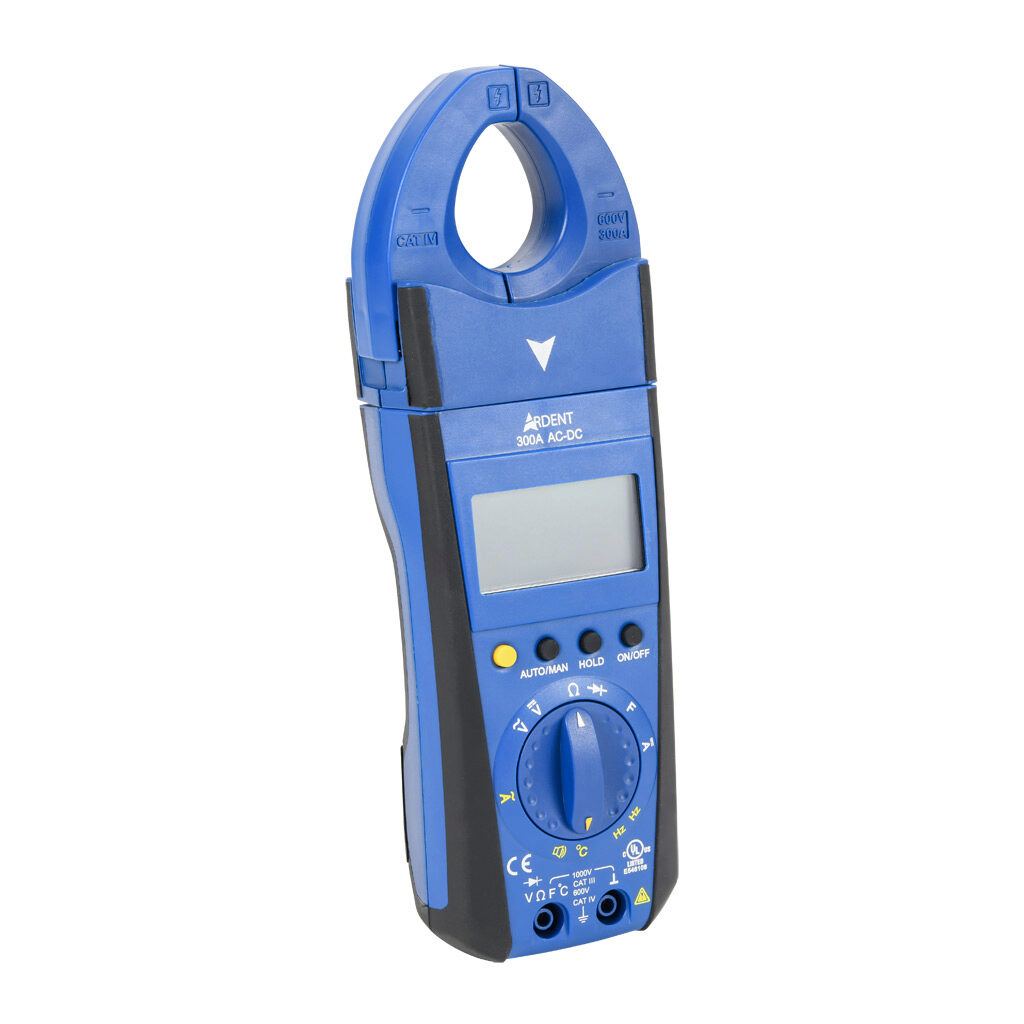 ARD-CM300ACDC - ARDENT clamp meter, AC/DC voltage, AC/DC current, resistance, capacitance, frequency and temperature, 300A, CAT IV 600V/CAT lll 1000V, True RMS.