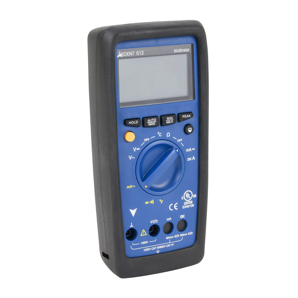 ARD-MM612 - ARDENT multimeter, AC/DC voltage, AC/DC current, resistance, continuity and temperature, 660A, CAT IV 600V/CAT lll 1000V.