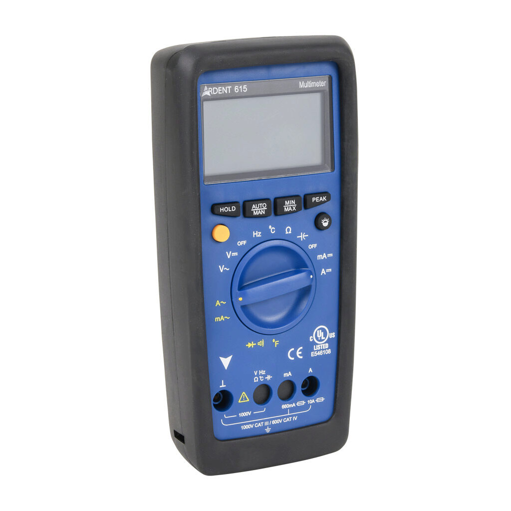 ARD-MM615 - ARDENT multimeter, AC/DC voltage, AC/DC current, resistance, continuity, capacitance, frequency and temperature, 10A, CAT IV 600V/CAT lll 1000V.