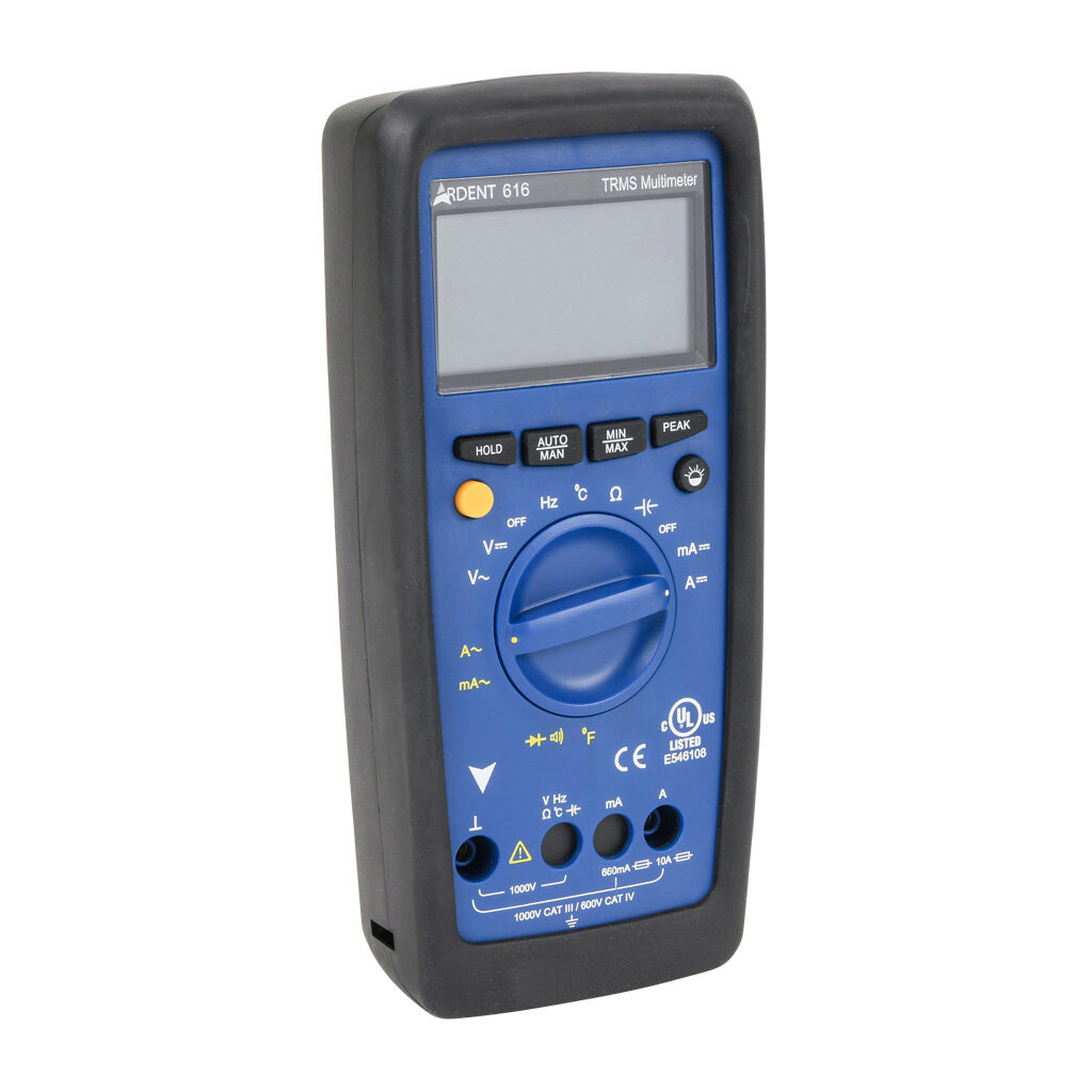 ARD-MM616 - ARDENT multimeter, AC/DC voltage, AC/DC current, resistance, continuity, capacitance, frequency and temperature, 10A, CAT IV 600V/CAT lll 1000V, True RMS.