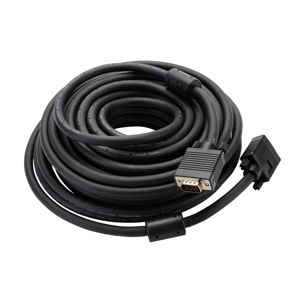 ATM-CBL-VGA50 - AutomationDirect video cable, 15-pin D-sub HD15 male to 15-pin D-sub HD15 male, 50ft cable length. For use with VGA enabled desktops and laptops to a VGA display.