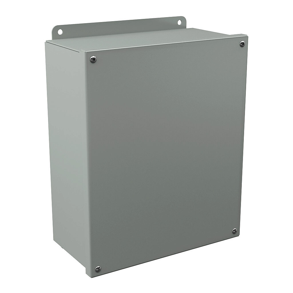 B121005SC - Wiegmann enclosure, NEMA 12/13, 12 x 10 x 5in (HxWxD), wall mount, carbon steel, ANSI 61 gray, powder coat finish, screw cover.