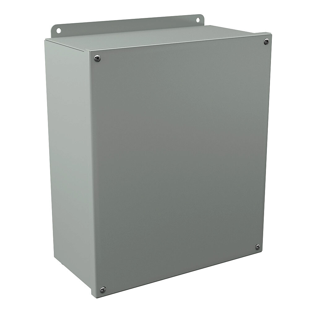 B141206SC - Wiegmann enclosure, NEMA 12/13, 14 x 12 x 6in (HxWxD), wall mount, carbon steel, ANSI 61 gray, powder coat finish, screw cover.