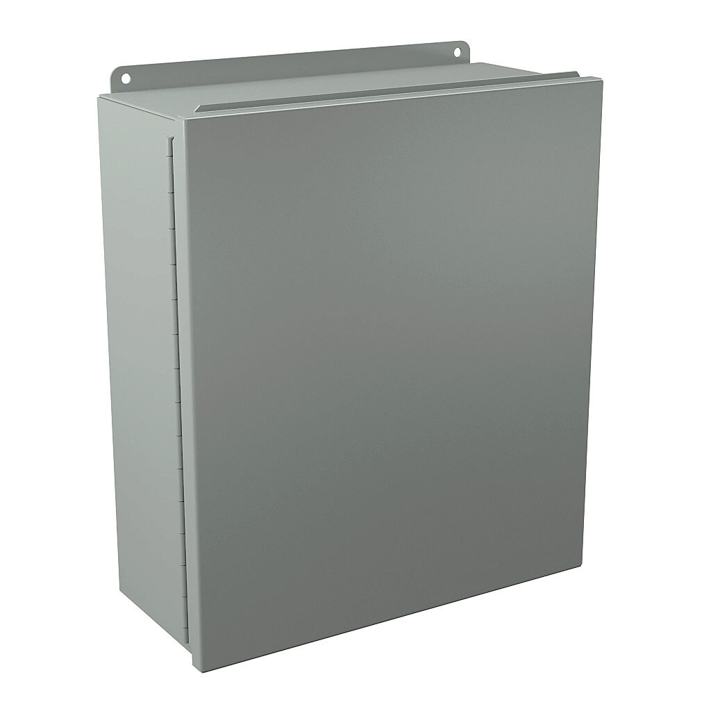 B161406CHQR - Wiegmann enclosure, NEMA 12/13, 16 x 14 x 6in (HxWxD), wall mount, carbon steel, ANSI 61 gray, powder coat finish, single-door, quick-release latch.
