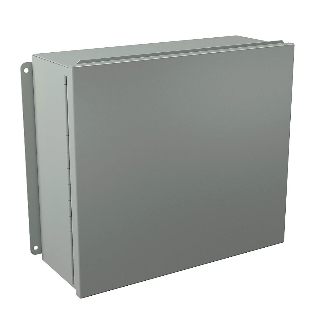 B161406CHS - Wiegmann enclosure, NEMA 12/13, 14 x 16 x 6in (HxWxD), wall mount, carbon steel, ANSI 61 gray, powder coat finish, single-door, plated steel clamps.