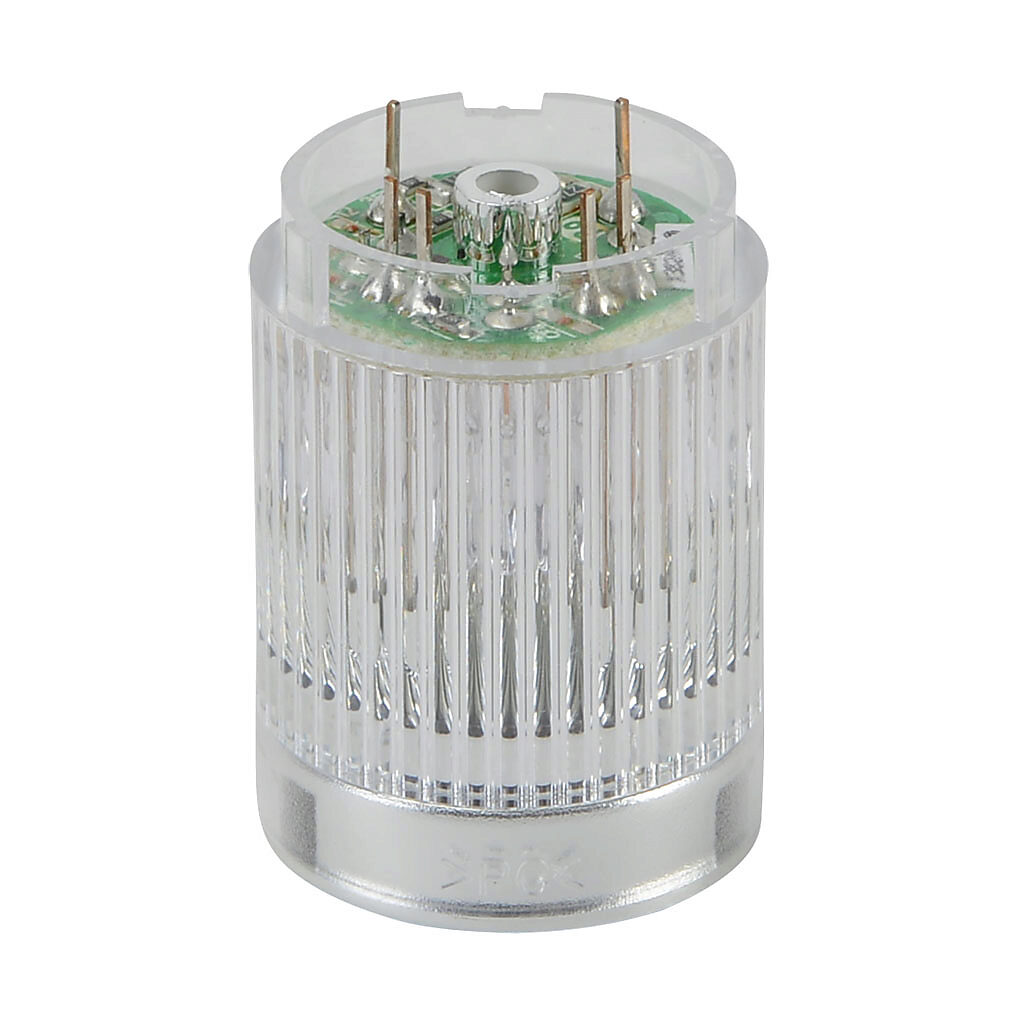 B72100135-3F1 - Patlite LED light element, 25mm diameter, green, permanent light function, 24 VDC, PNP polarity, clear lens. For use with ME and MES series signal towers.