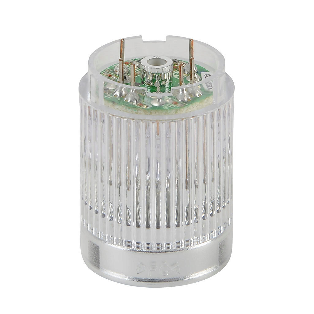 B72100135-4F1 - Patlite LED light element, 25mm diameter, blue, permanent light function, 24 VDC, PNP polarity, clear lens. For use with ME and MES series signal towers.