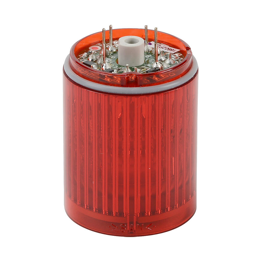 B72100182-1F1 - Patlite LED light element, 30mm diameter, red, permanent light function, 24 VAC/VDC, colored lens. For use with MP and MPS series signal towers.